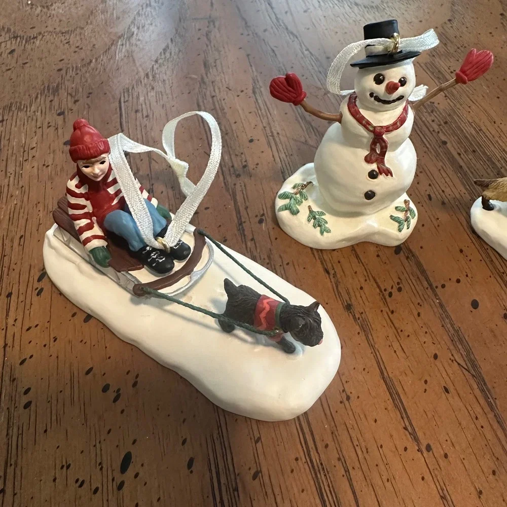 Thomas Kinkade‎ Victorian Christmas Ornament Set Snowman 2001 Hallmark